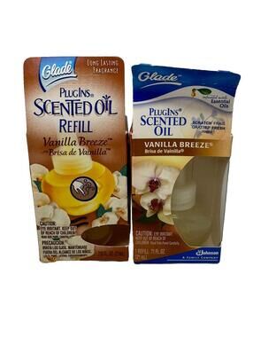 (2) Glade PlugIns Plug In Scented Oil Refill Vanilla Breeze Discontinued 2003